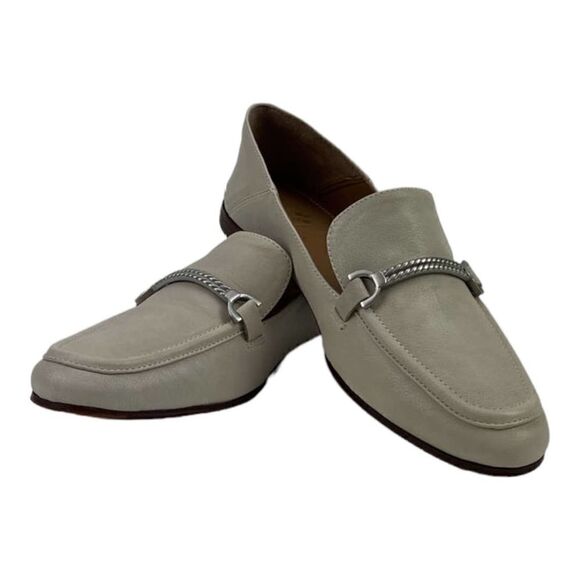 New Women Patricia Nash Fia Gray Bone Leather Closed Toe Loafers US 10 /EU 40 - Picture 1 of 9